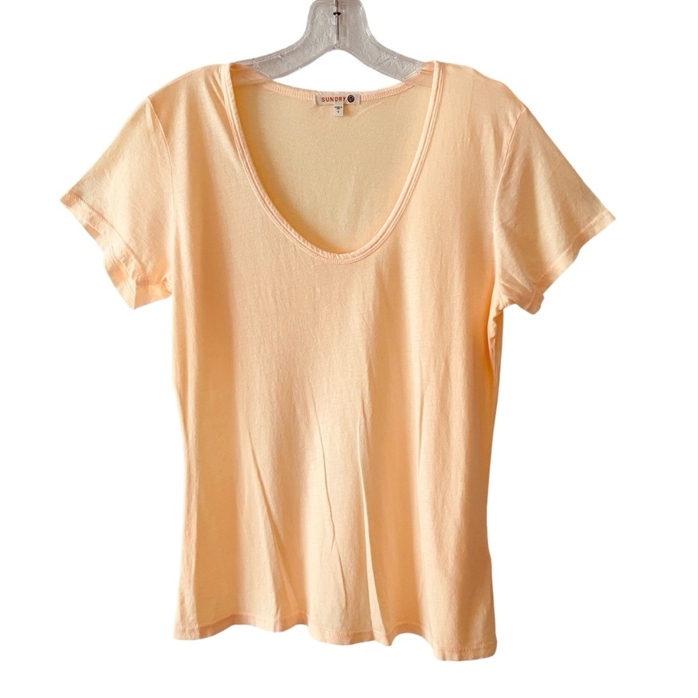 Sundry Short Sleeve Tee Top Pop Orange Scoop Neck